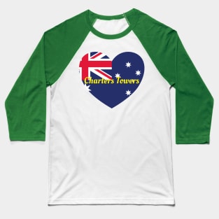 Charters Towers QLD Australia Australian Flag Heart Baseball T-Shirt